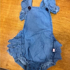 Blue Denim Kids Ruffle Butts Overalls